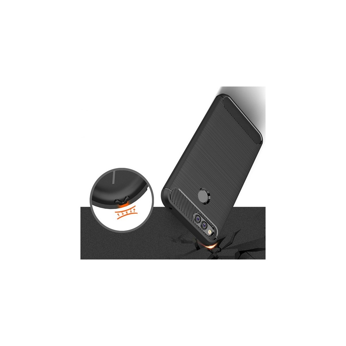 Funda Gel Tpu Tipo Carbon Negra para Huawei Honor 7X