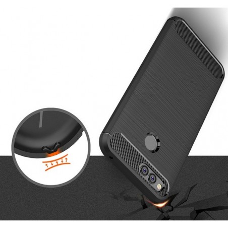 Funda Gel Tpu Tipo Carbon Negra para Huawei Honor 7X