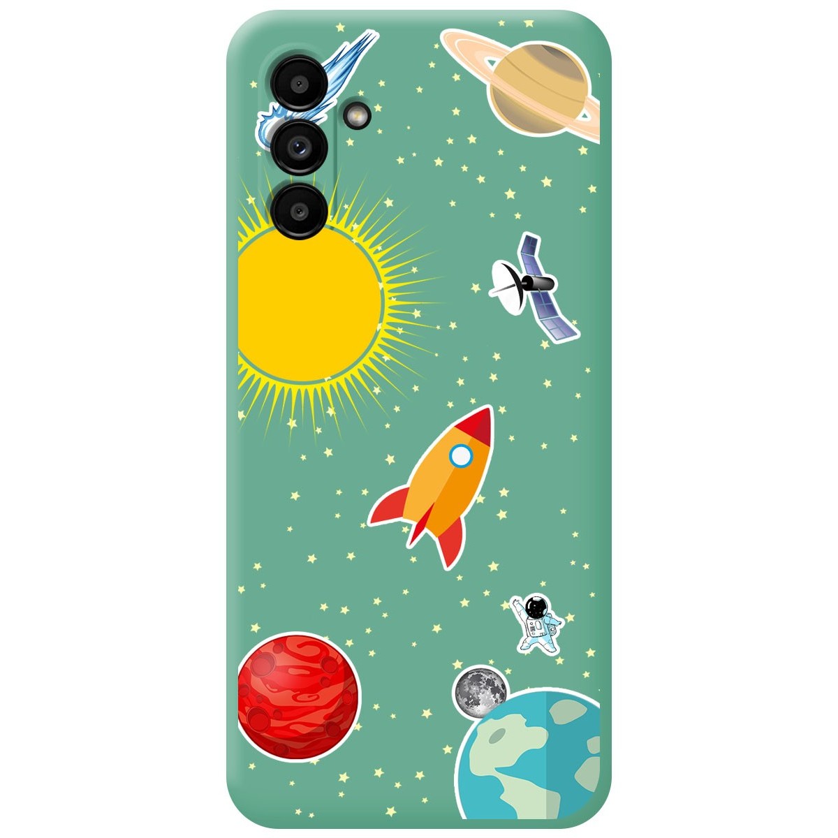 Funda Silicona Líquida Verde para Samsung Galaxy A04s diseño Espacio Dibujos