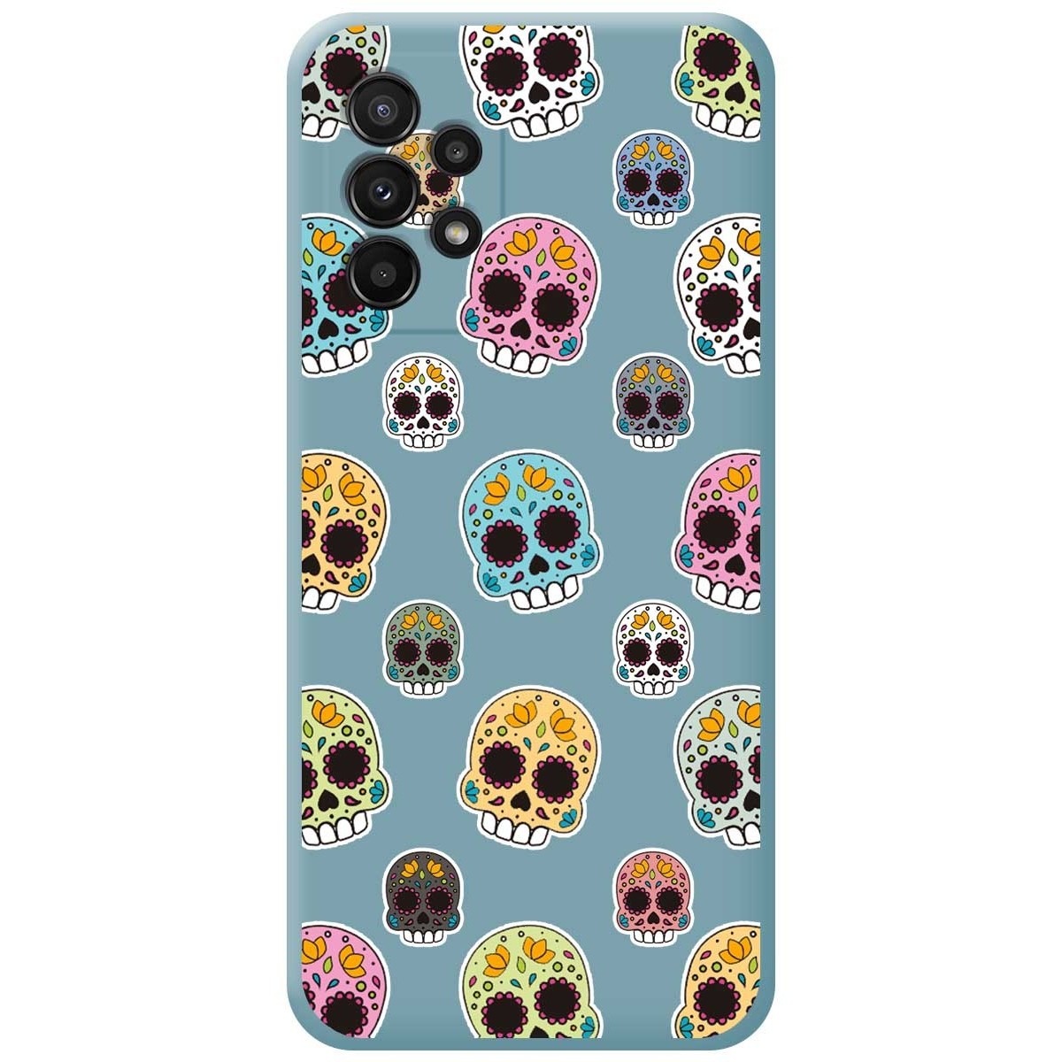 Funda Silicona Líquida Azul para Samsung Galaxy A23 5G diseño Catrina Dibujos