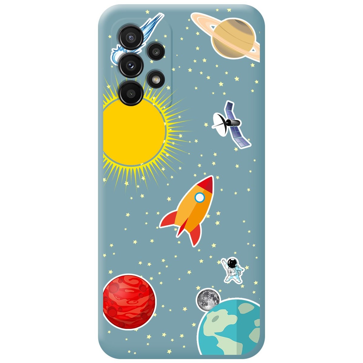Funda Silicona Líquida Azul para Samsung Galaxy A23 5G diseño Espacio Dibujos