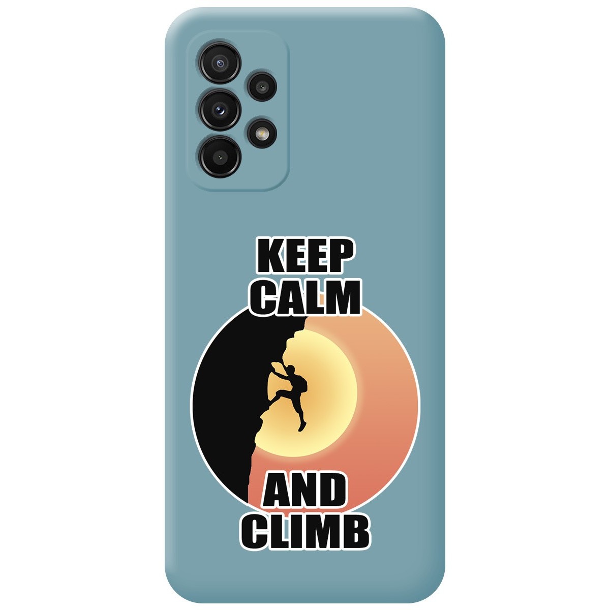 Funda Silicona Líquida Azul para Samsung Galaxy A23 5G diseño Hombre Escalada Dibujos