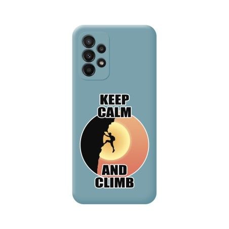 Funda Silicona Líquida Azul para Samsung Galaxy A23 5G diseño Hombre Escalada Dibujos