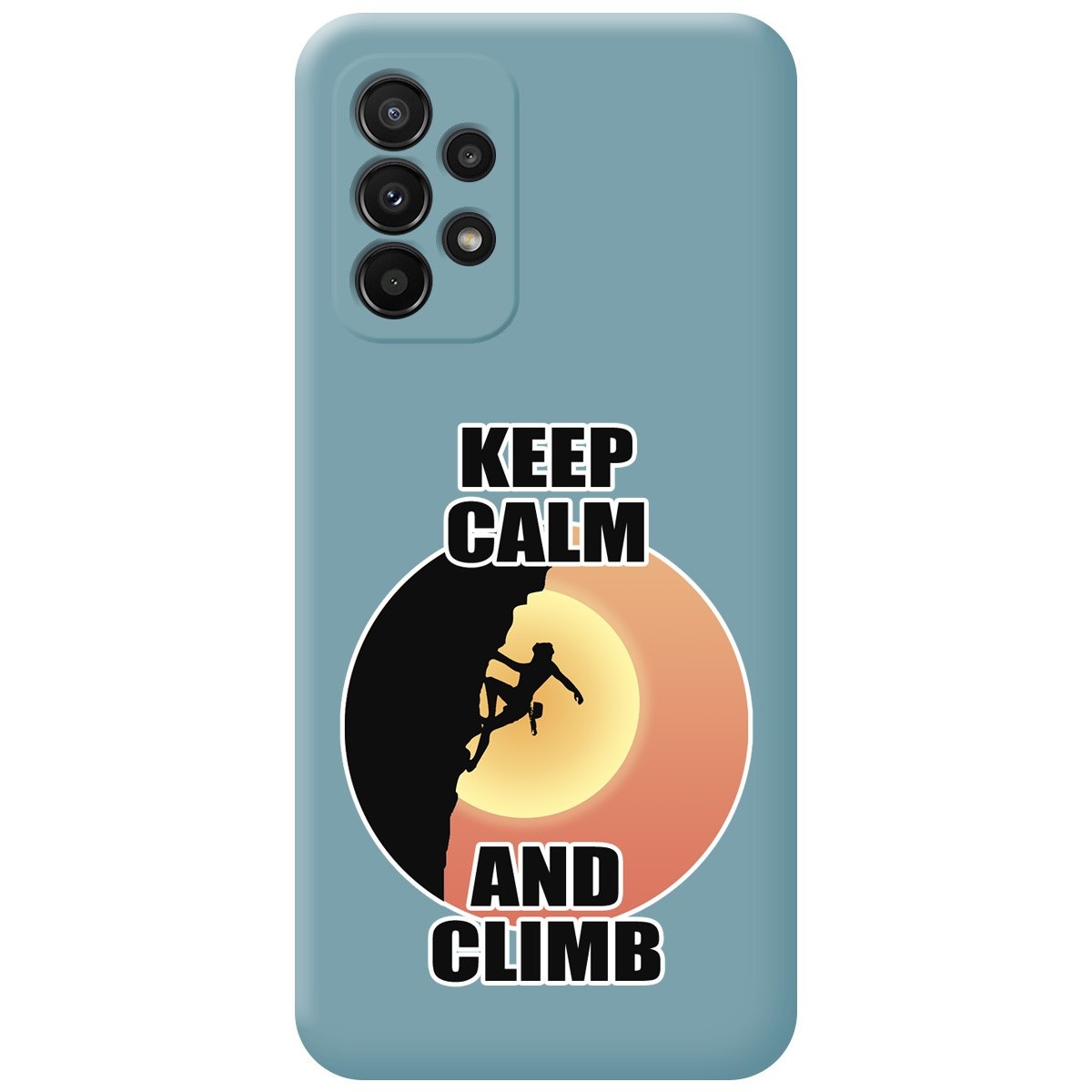 Funda Silicona Líquida Azul para Samsung Galaxy A23 5G diseño Mujer Escalada Dibujos