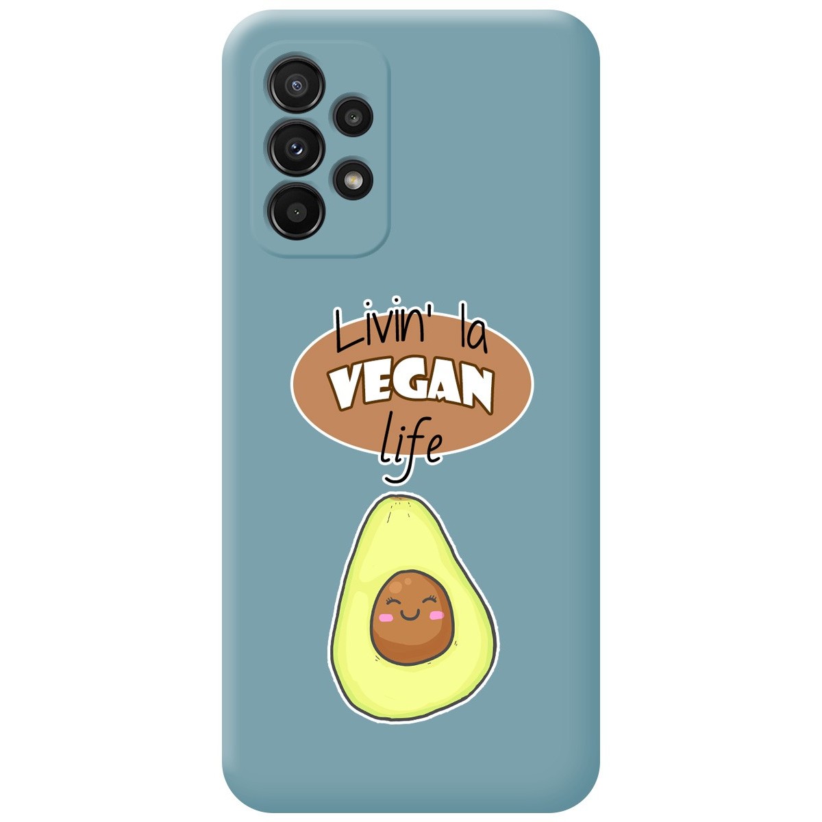 Funda Silicona Líquida Azul para Samsung Galaxy A23 5G diseño Vegan Life Dibujos