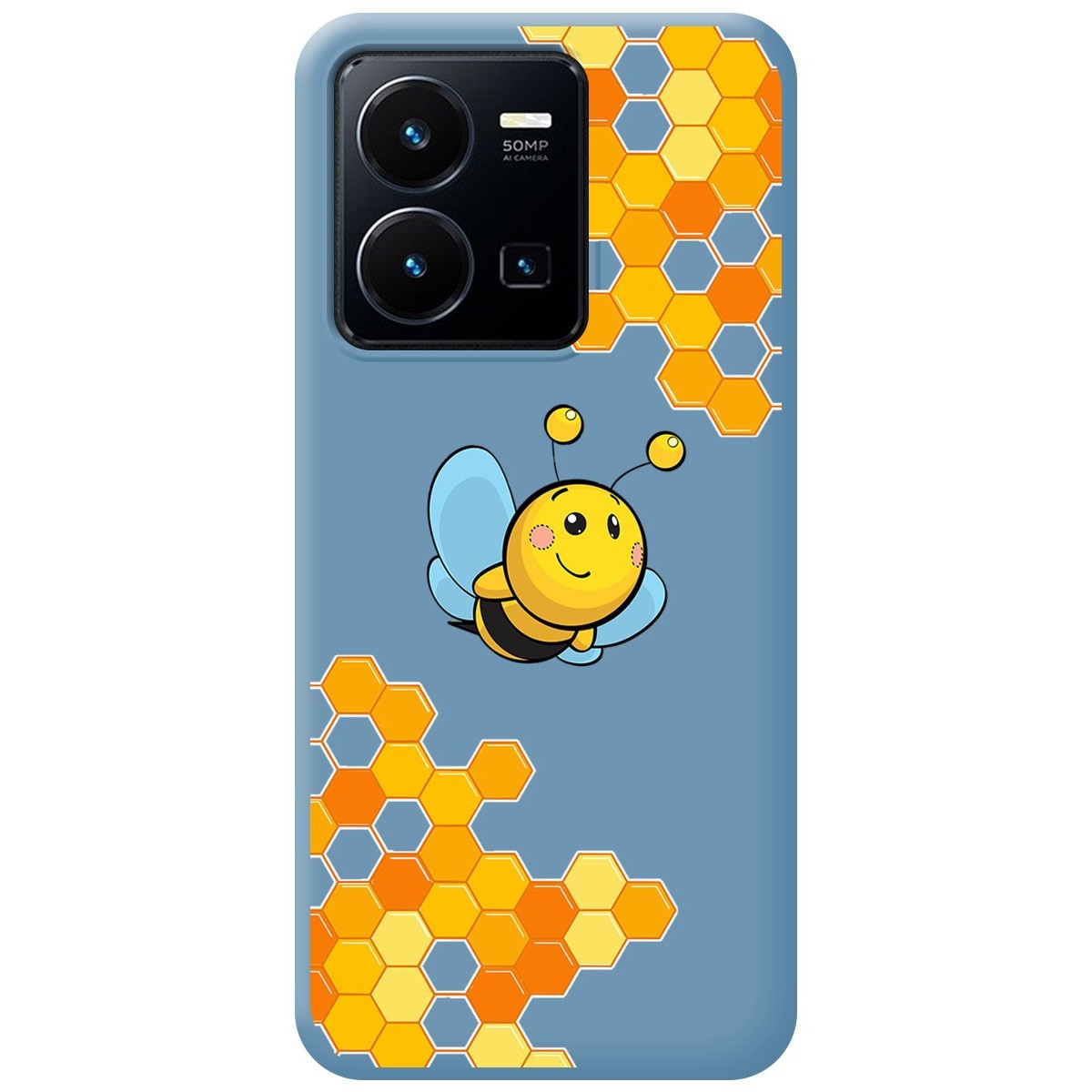 Funda Silicona Líquida Azul para Vivo Y35 / Y22s diseño Abeja Dibujos