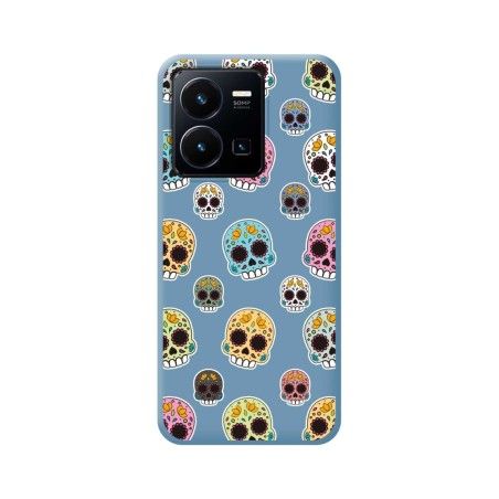 Funda Silicona Líquida Azul para Vivo Y35 / Y22s diseño Catrina Dibujos