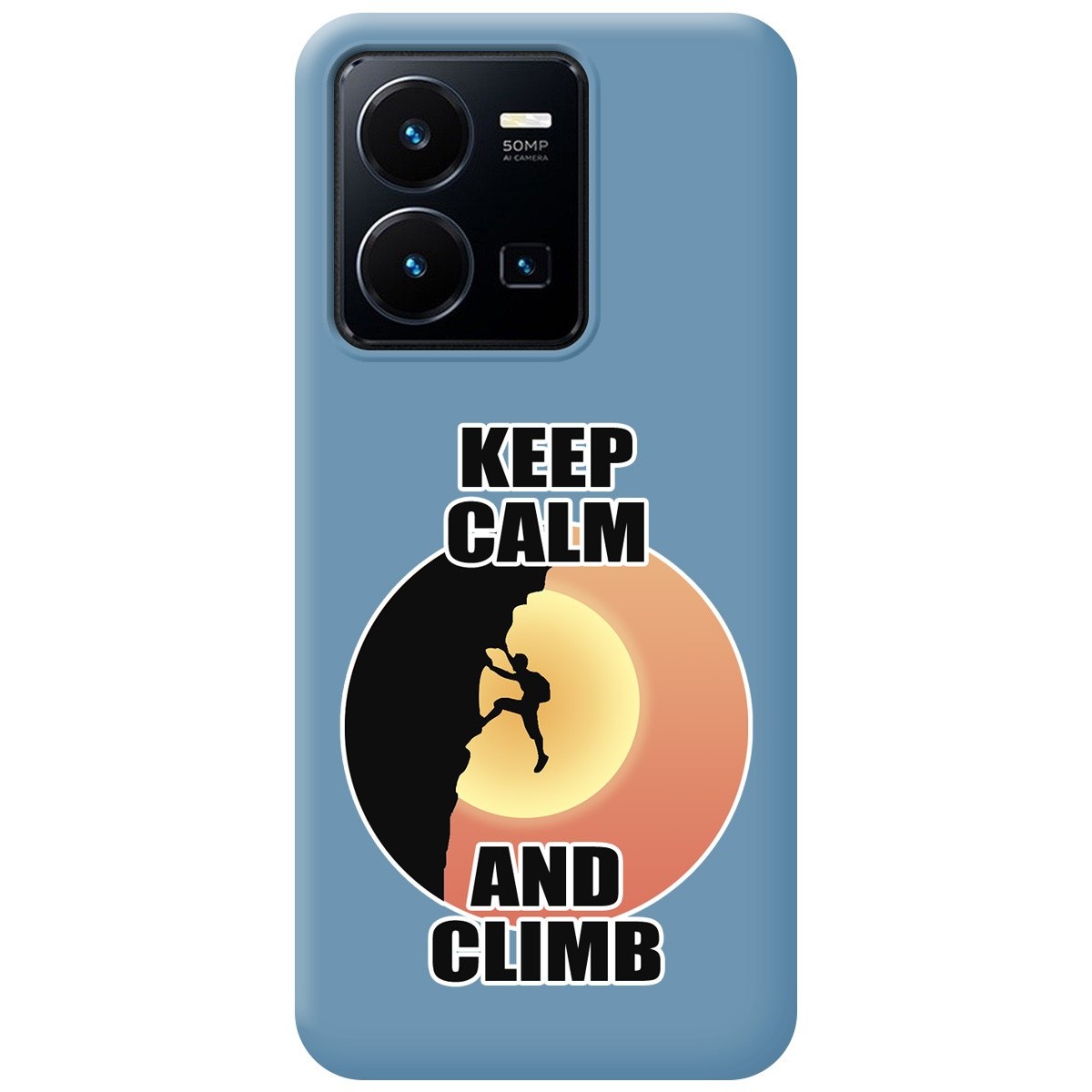 Funda Silicona Líquida Azul para Vivo Y35 / Y22s diseño Hombre Escalada Dibujos