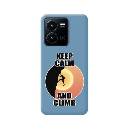 Funda Silicona Líquida Azul para Vivo Y35 / Y22s diseño Hombre Escalada Dibujos