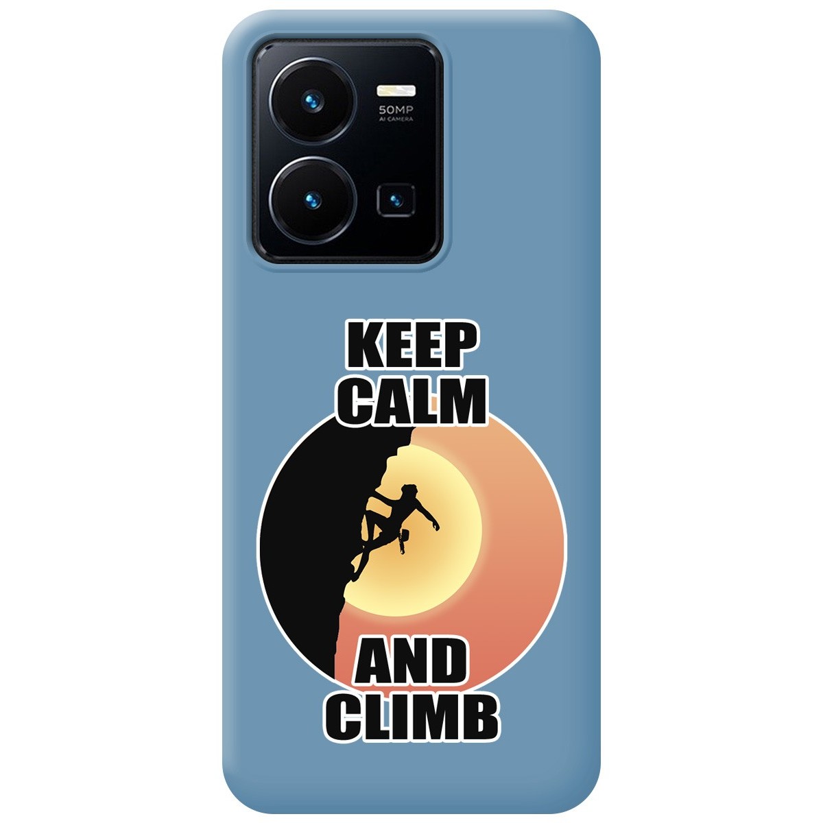 Funda Silicona Líquida Azul para Vivo Y35 / Y22s diseño Mujer Escalada Dibujos