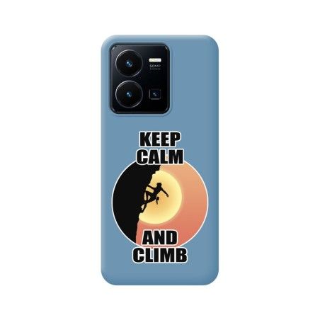 Funda Silicona Líquida Azul para Vivo Y35 / Y22s diseño Mujer Escalada Dibujos