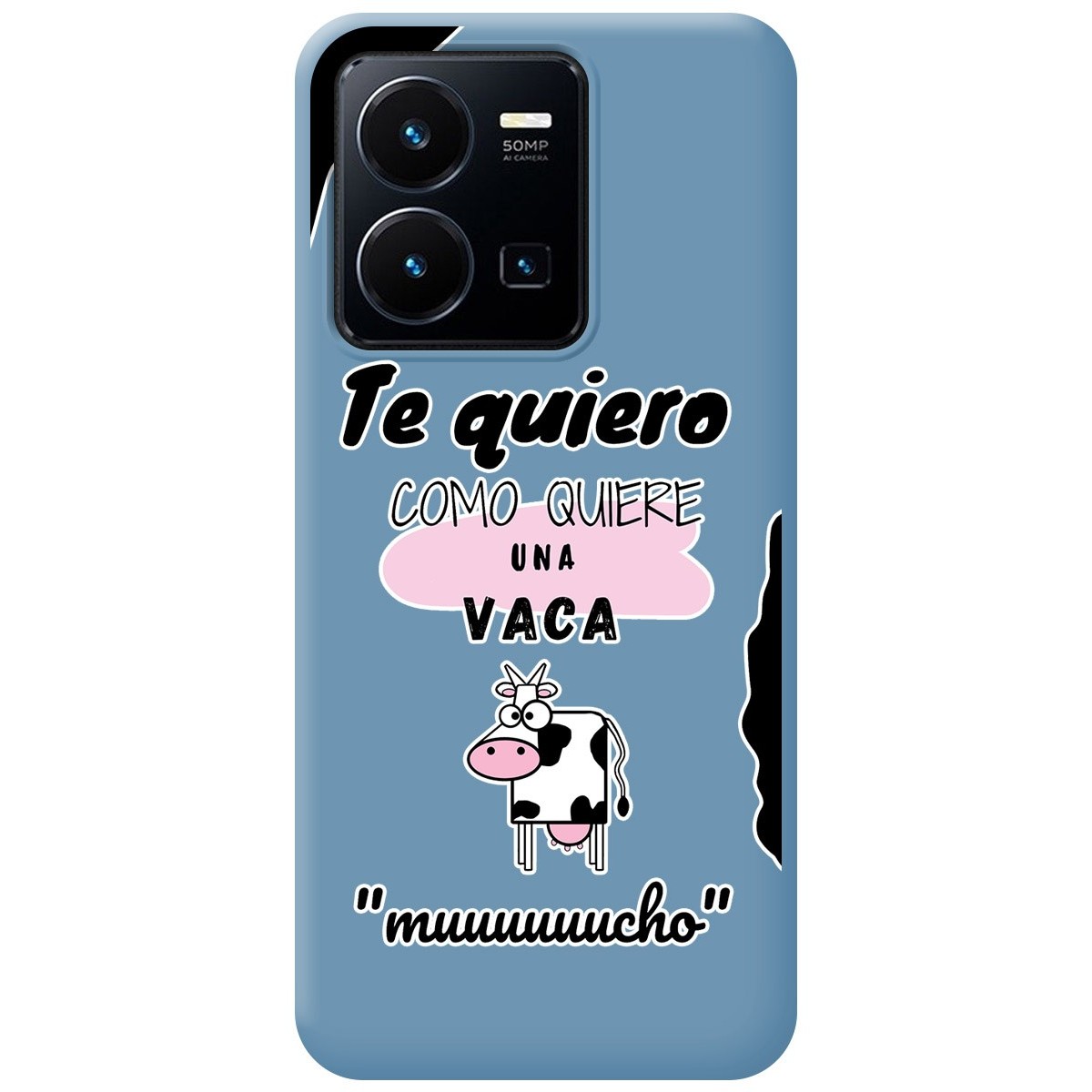Funda Silicona Líquida Azul para Vivo Y35 / Y22s diseño Vaca Dibujos