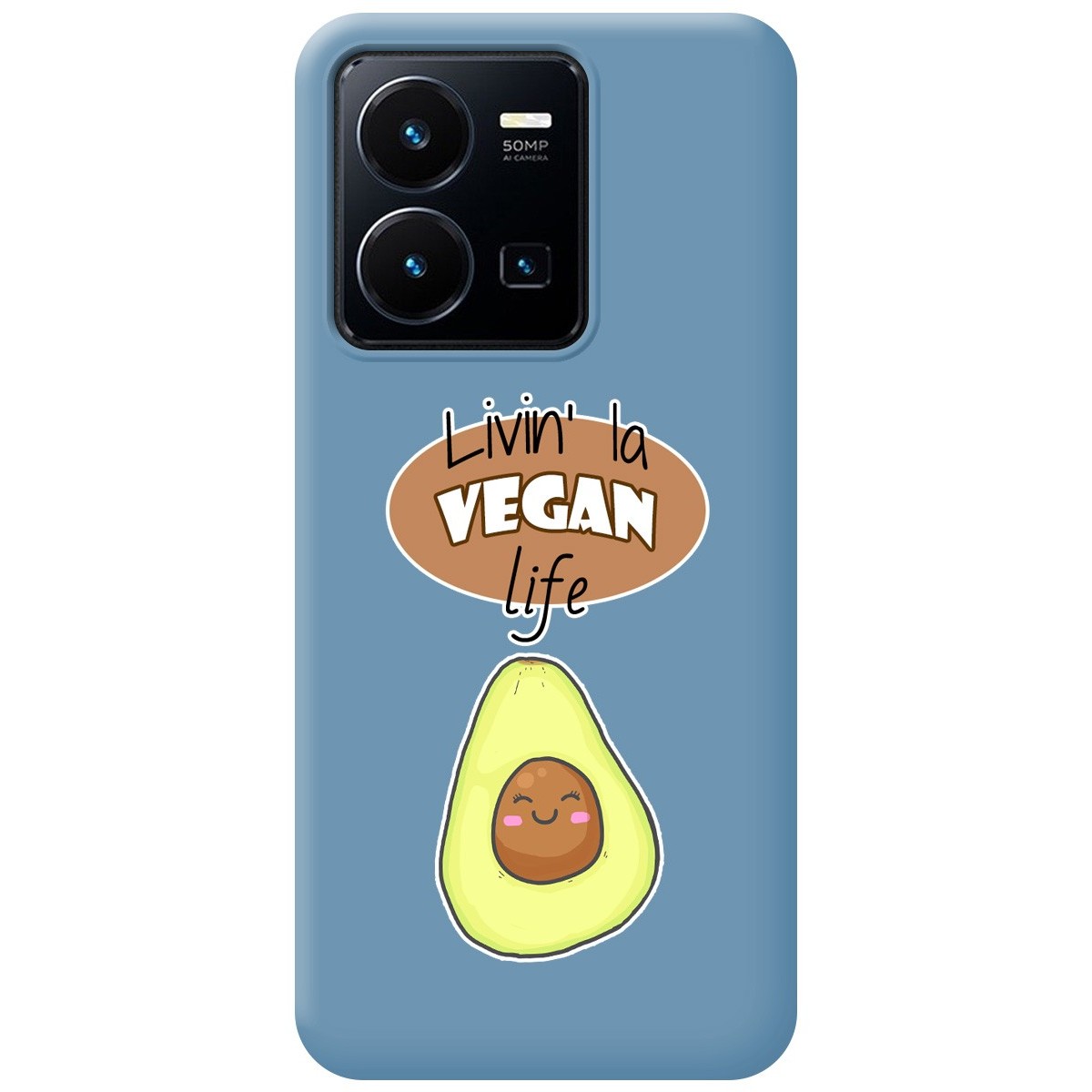 Funda Silicona Líquida Azul para Vivo Y35 / Y22s diseño Vegan Life Dibujos