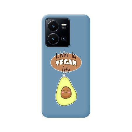 Funda Silicona Líquida Azul para Vivo Y35 / Y22s diseño Vegan Life Dibujos