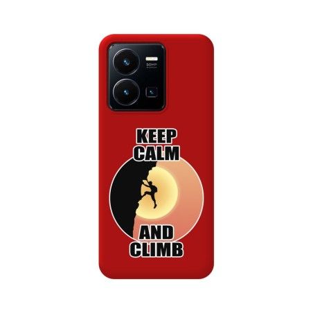 Funda Silicona Líquida Roja para Vivo Y35 / Y22s diseño Hombre Escalada Dibujos