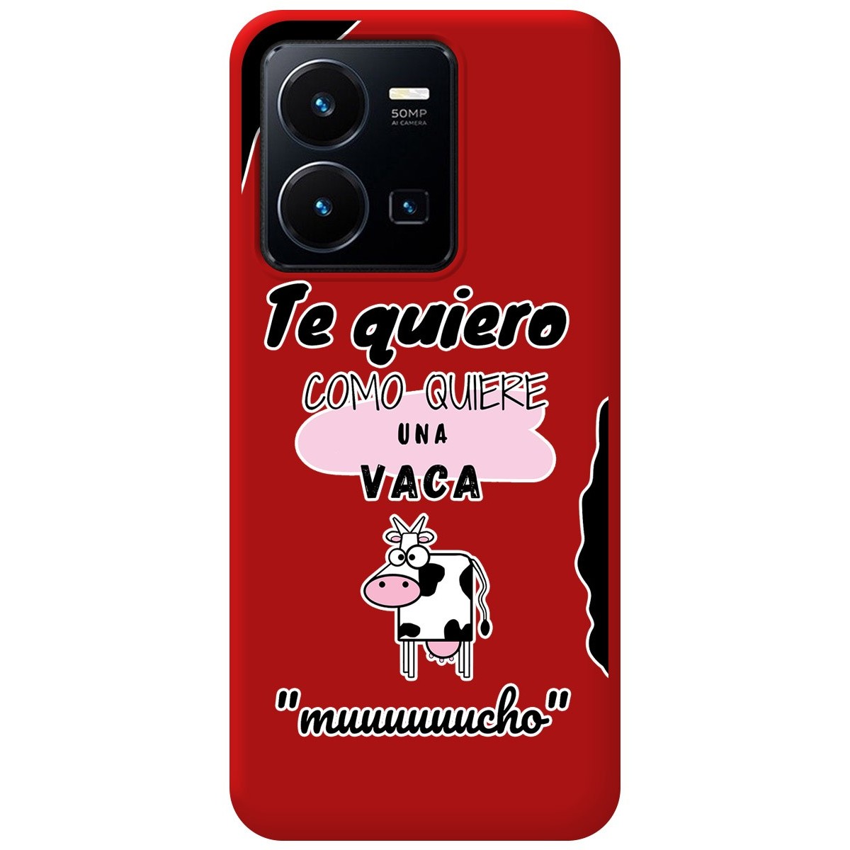 Funda Silicona Líquida Roja para Vivo Y35 / Y22s diseño Vaca Dibujos