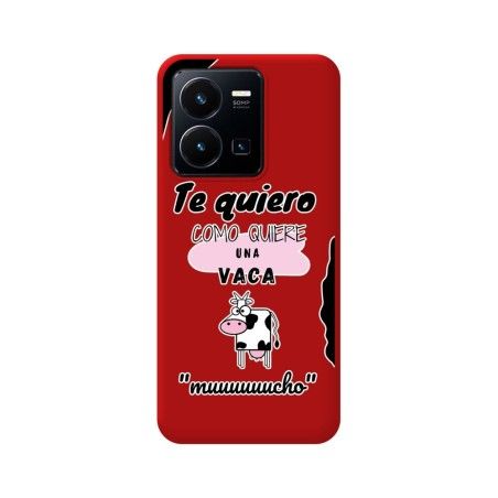Funda Silicona Líquida Roja para Vivo Y35 / Y22s diseño Vaca Dibujos