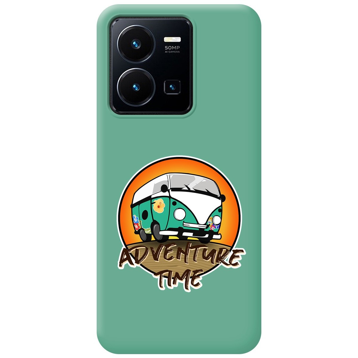 Funda Silicona Líquida Verde para Vivo Y35 / Y22s diseño Adventure Time Dibujos
