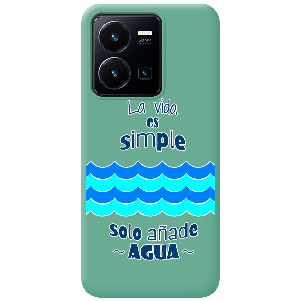Funda Silicona Líquida Verde para Vivo Y35 / Y22s diseño Agua Dibujos
