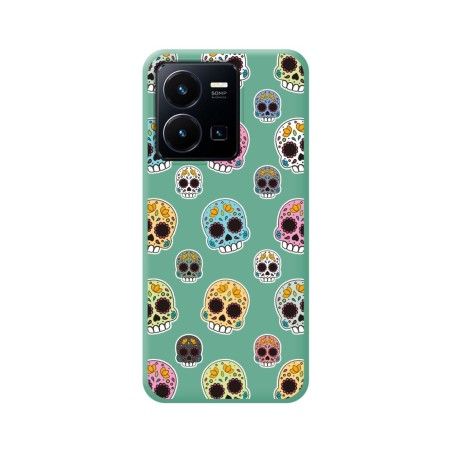 Funda Silicona Líquida Verde para Vivo Y35 / Y22s diseño Catrina Dibujos