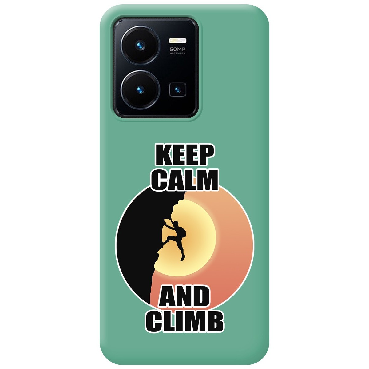 Funda Silicona Líquida Verde para Vivo Y35 / Y22s diseño Hombre Escalada Dibujos