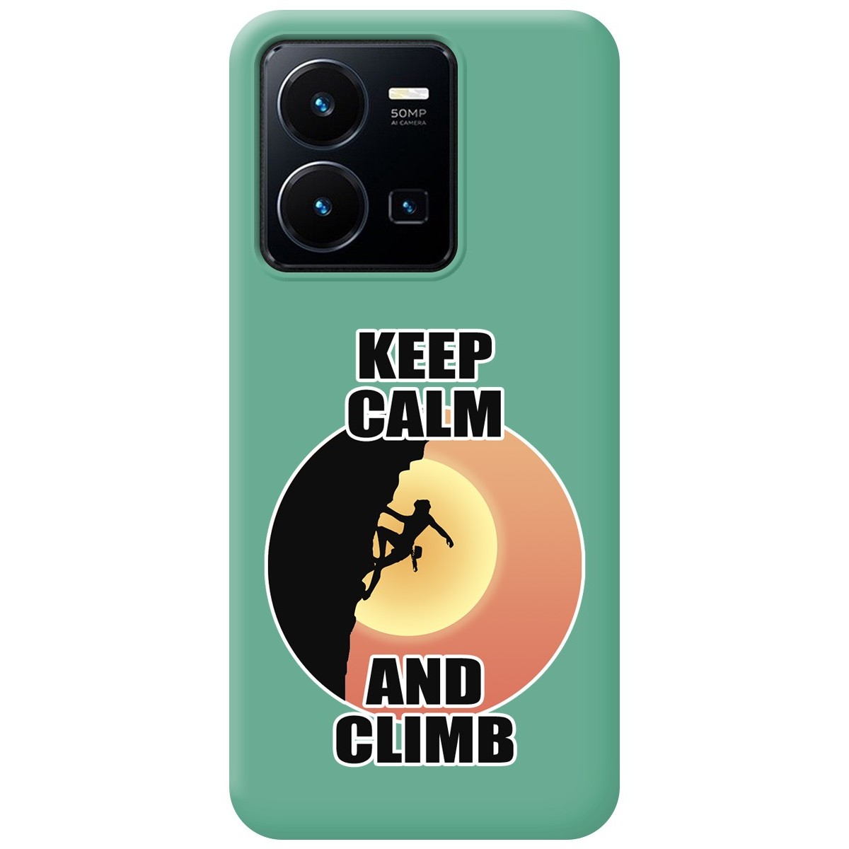 Funda Silicona Líquida Verde para Vivo Y35 / Y22s diseño Mujer Escalada Dibujos