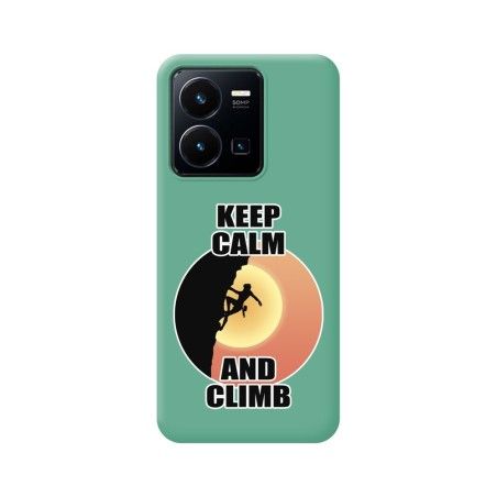 Funda Silicona Líquida Verde para Vivo Y35 / Y22s diseño Mujer Escalada Dibujos