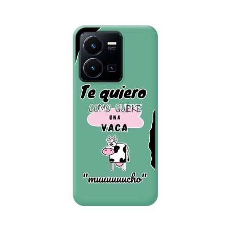 Funda Silicona Líquida Verde para Vivo Y35 / Y22s diseño Vaca Dibujos