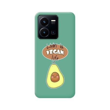 Funda Silicona Líquida Verde para Vivo Y35 / Y22s diseño Vegan Life Dibujos
