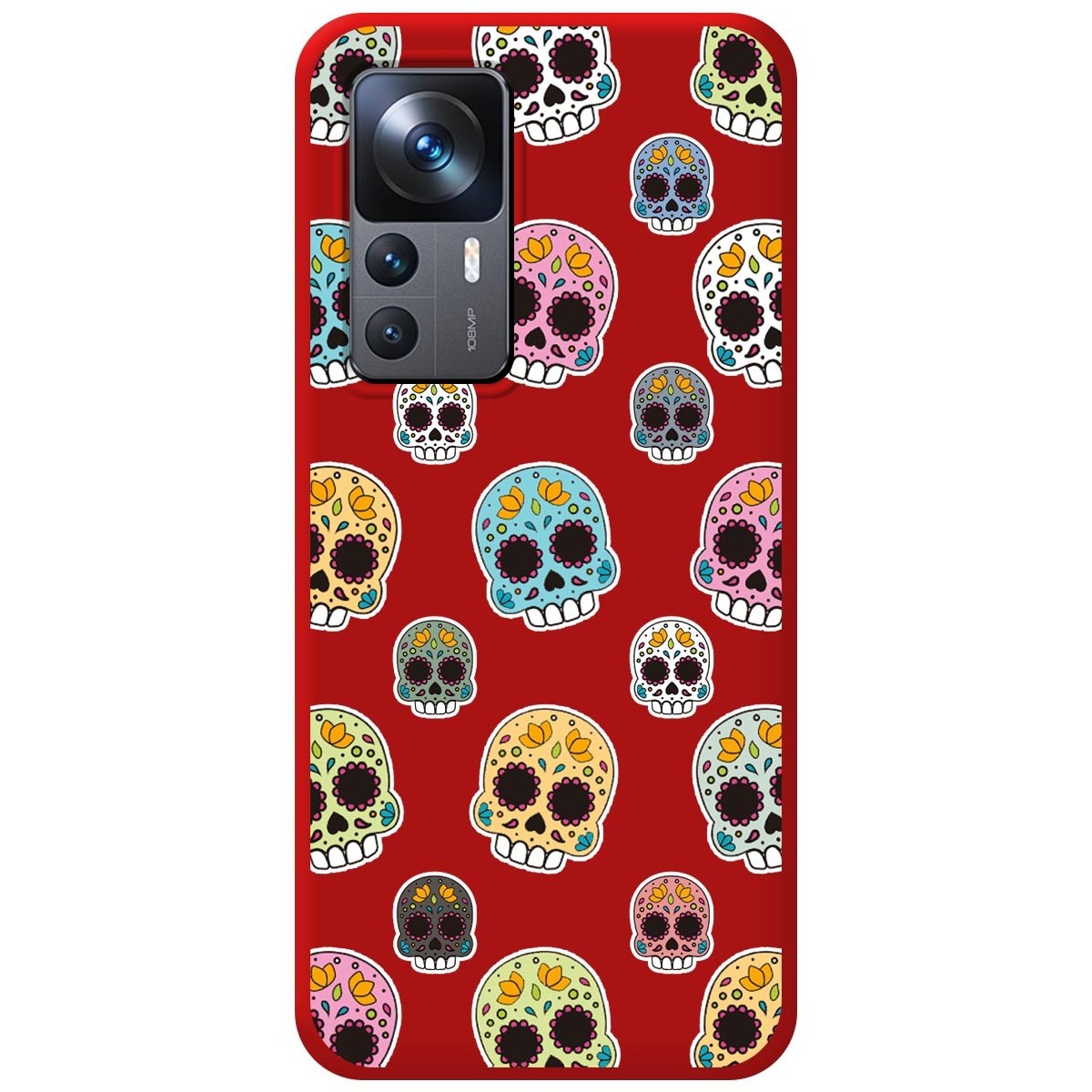 Funda Silicona Líquida Roja para Xiaomi 12T / 12T Pro 5G diseño Catrina Dibujos