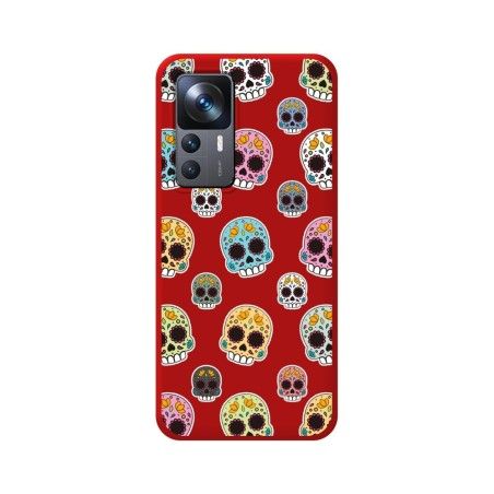 Funda Silicona Líquida Roja para Xiaomi 12T / 12T Pro 5G diseño Catrina Dibujos
