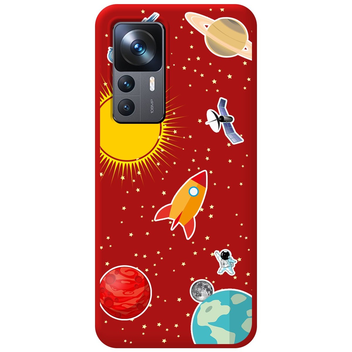 Funda Silicona Líquida Roja para Xiaomi 12T / 12T Pro 5G diseño Espacio Dibujos