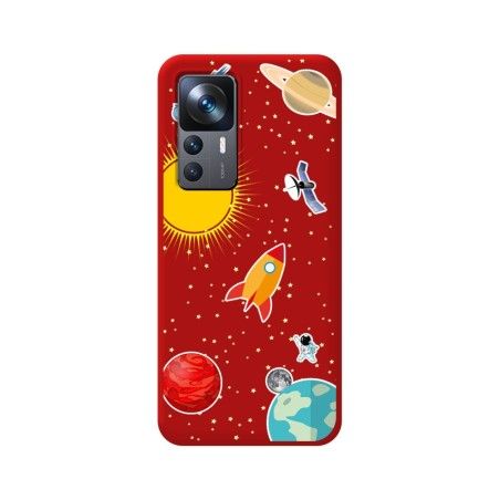 Funda Silicona Líquida Roja para Xiaomi 12T / 12T Pro 5G diseño Espacio Dibujos