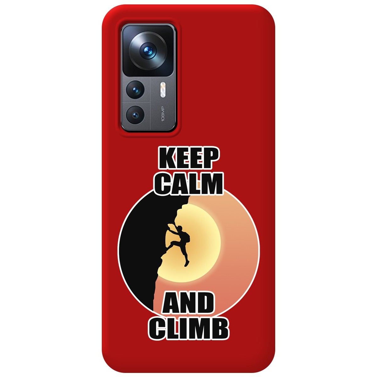 Funda Silicona Líquida Roja para Xiaomi 12T / 12T Pro 5G diseño Hombre Escalada Dibujos