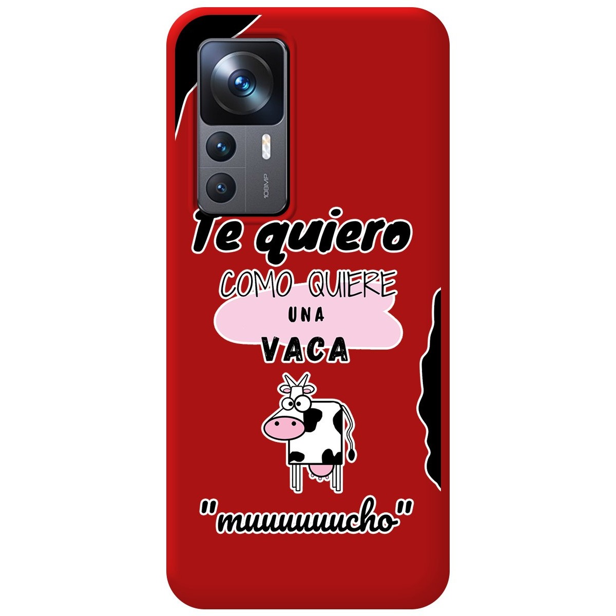 Funda Silicona Líquida Roja para Xiaomi 12T / 12T Pro 5G diseño Vaca Dibujos