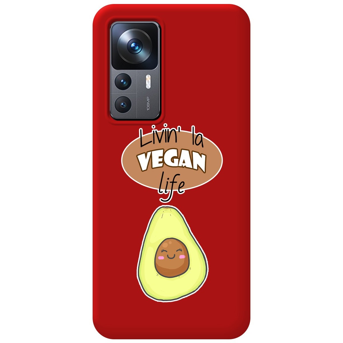 Funda Silicona Líquida Roja para Xiaomi 12T / 12T Pro 5G diseño Vegan Life Dibujos