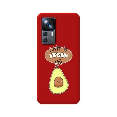 Funda Silicona Líquida Roja para Xiaomi 12T / 12T Pro 5G diseño Vegan Life Dibujos