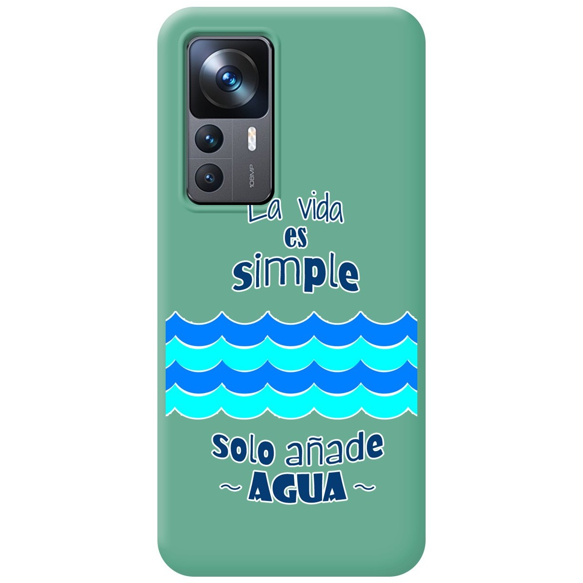 Funda Silicona Líquida Verde para Xiaomi 12T / 12T Pro 5G diseño Agua Dibujos
