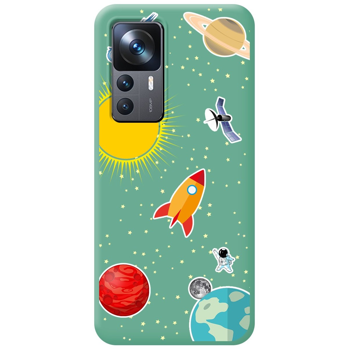 Funda Silicona Líquida Verde para Xiaomi 12T / 12T Pro 5G diseño Espacio Dibujos