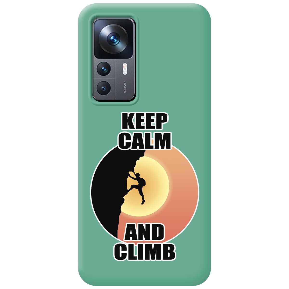 Funda Silicona Líquida Verde para Xiaomi 12T / 12T Pro 5G diseño Hombre Escalada Dibujos