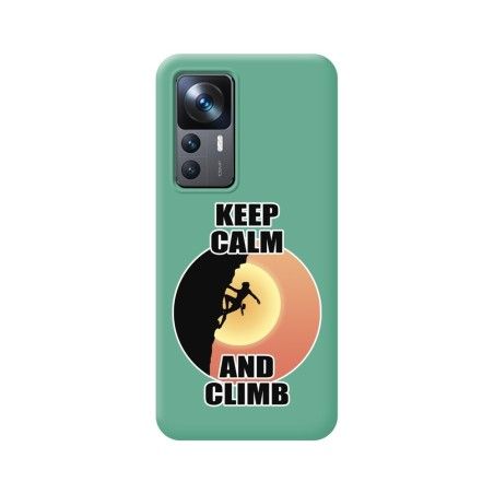 Funda Silicona Líquida Verde para Xiaomi 12T / 12T Pro 5G diseño Mujer Escalada Dibujos