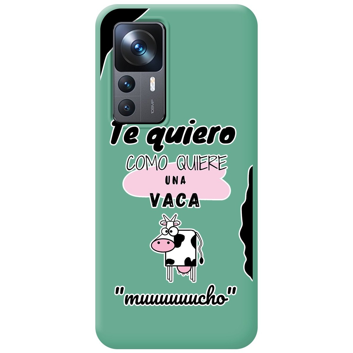 Funda Silicona Líquida Verde para Xiaomi 12T / 12T Pro 5G diseño Vaca Dibujos
