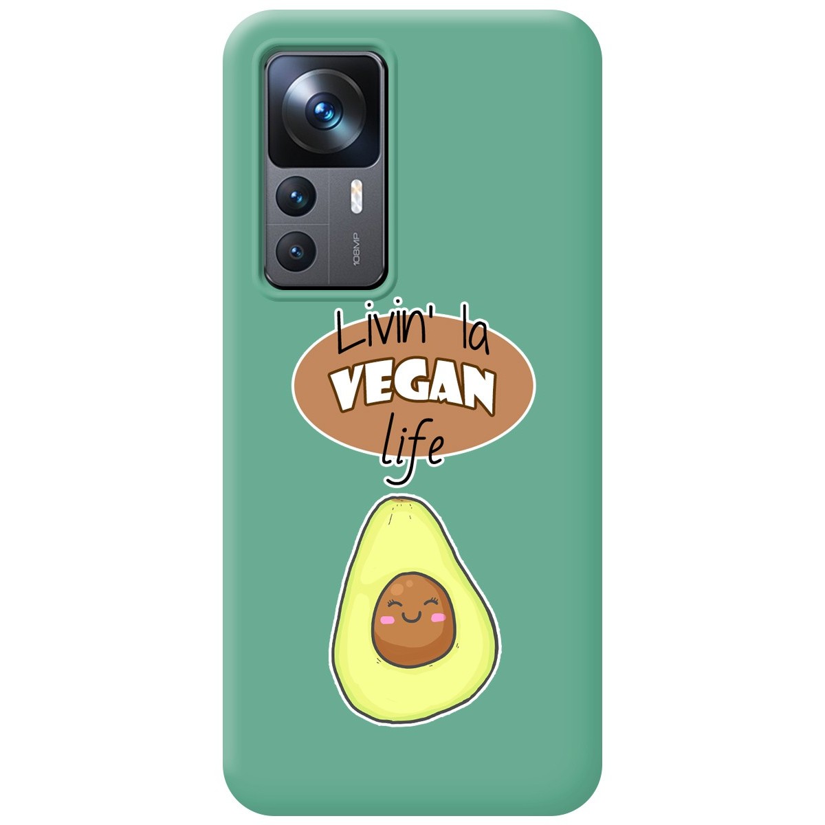 Funda Silicona Líquida Verde para Xiaomi 12T / 12T Pro 5G diseño Vegan Life Dibujos