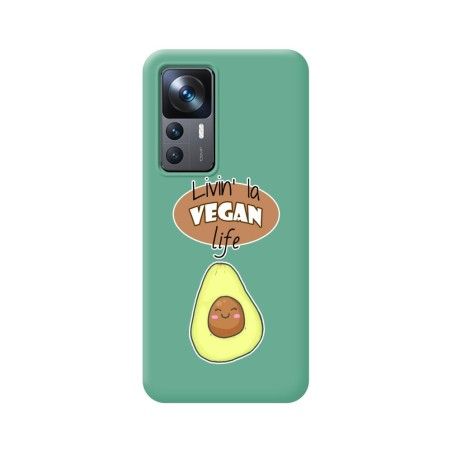 Funda Silicona Líquida Verde para Xiaomi 12T / 12T Pro 5G diseño Vegan Life Dibujos