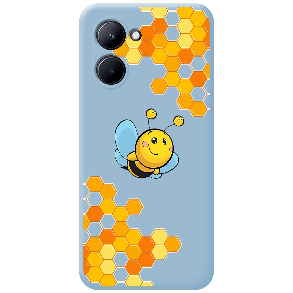 Funda Silicona Líquida Azul para Realme C33 diseño Abeja Dibujos