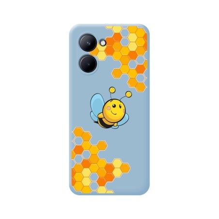 Funda Silicona Líquida Azul para Realme C33 diseño Abeja Dibujos