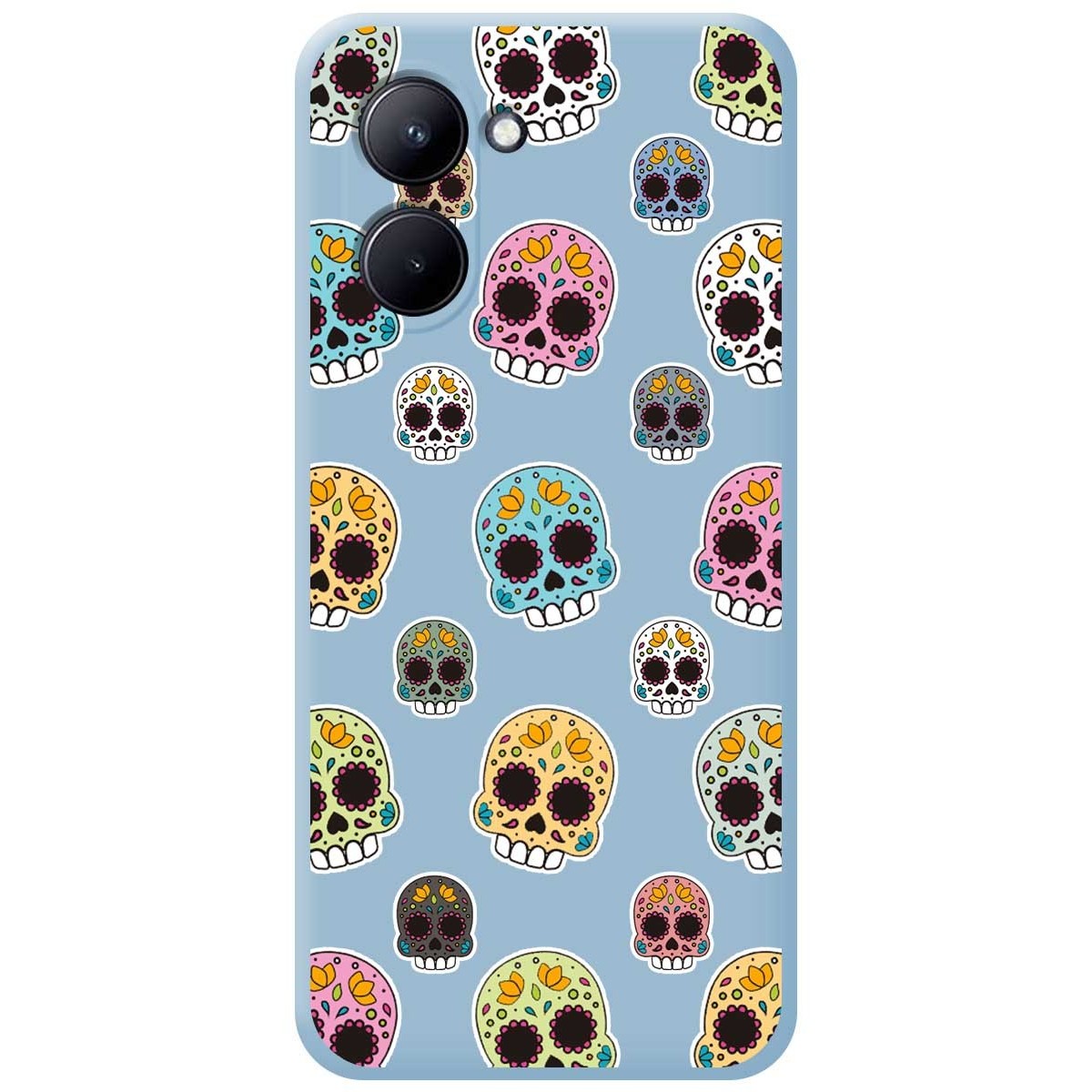 Funda Silicona Líquida Azul para Realme C33 diseño Catrina Dibujos
