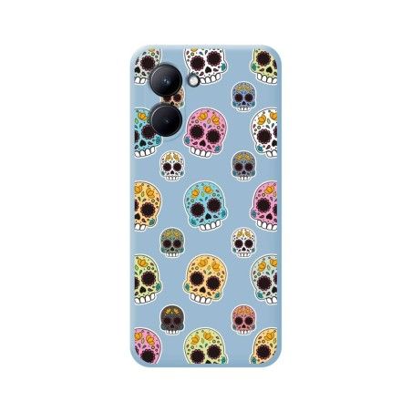 Funda Silicona Líquida Azul para Realme C33 diseño Catrina Dibujos