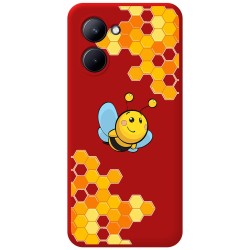 Funda Silicona Líquida Roja para Realme C33 diseño Abeja Dibujos