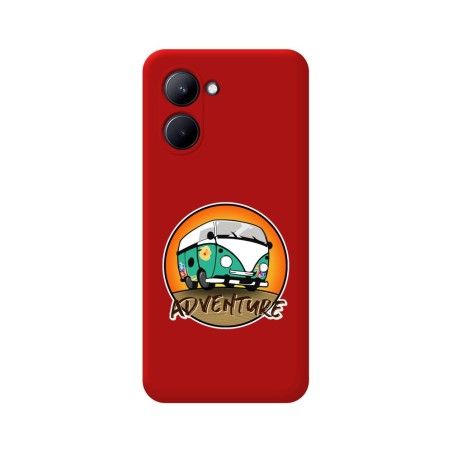 Funda Silicona Líquida Roja para Realme C33 diseño Adventure Dibujos